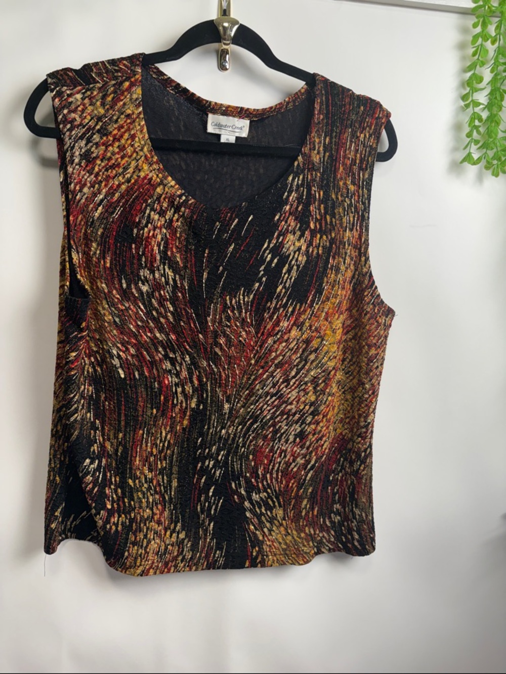 Coldwater Creek Black Multicolor Abstract Knit Tank
